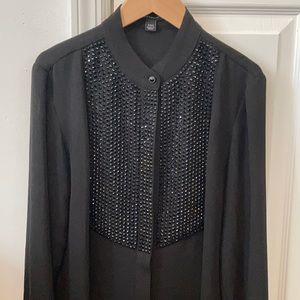 Ann Taylor tuxedo style studded blouse